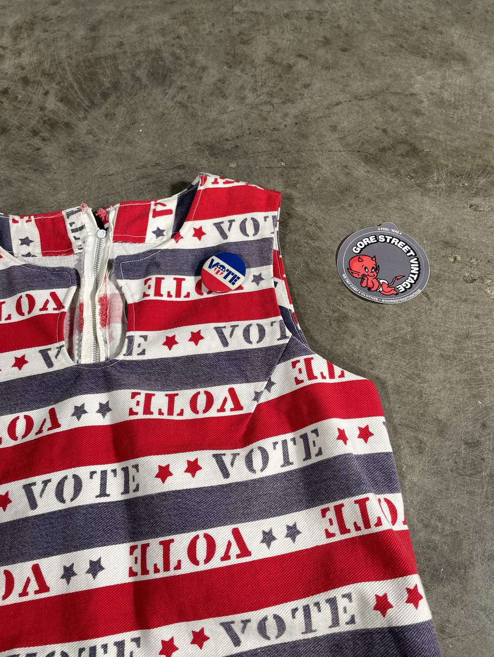Vintage 60s Americana Handmade VOTE dress 16x25